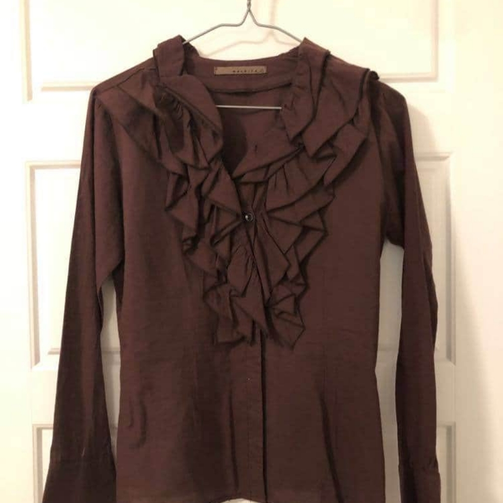 Brown Long-sleeve Blouse
